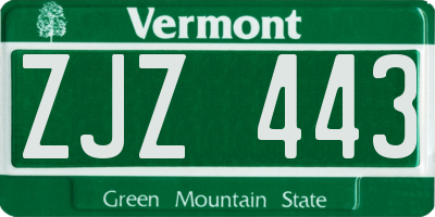 VT license plate ZJZ443