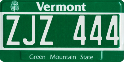 VT license plate ZJZ444