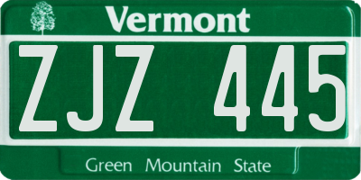 VT license plate ZJZ445