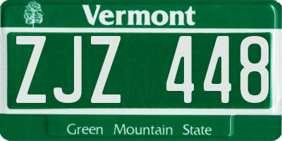 VT license plate ZJZ448