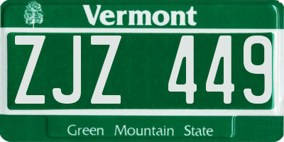 VT license plate ZJZ449