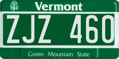 VT license plate ZJZ460