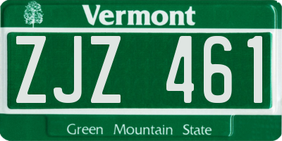 VT license plate ZJZ461