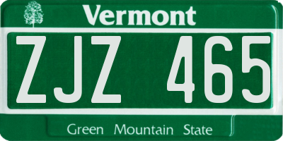 VT license plate ZJZ465