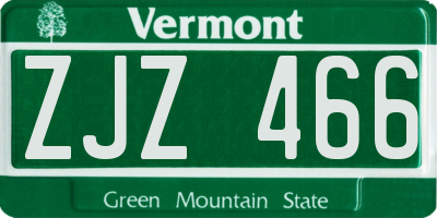 VT license plate ZJZ466