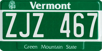 VT license plate ZJZ467