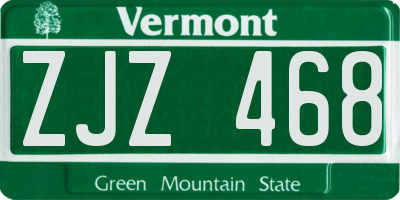 VT license plate ZJZ468