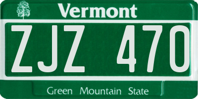 VT license plate ZJZ470