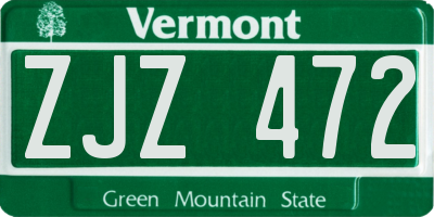 VT license plate ZJZ472