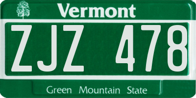 VT license plate ZJZ478