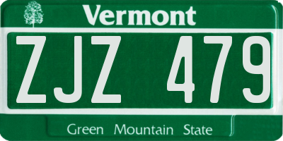 VT license plate ZJZ479