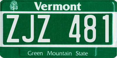 VT license plate ZJZ481