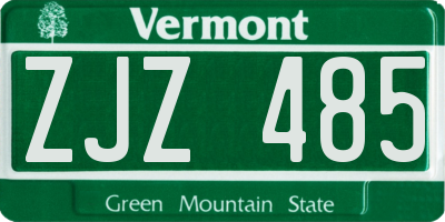 VT license plate ZJZ485