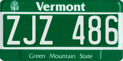 VT license plate ZJZ486