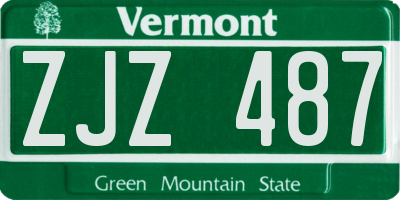 VT license plate ZJZ487