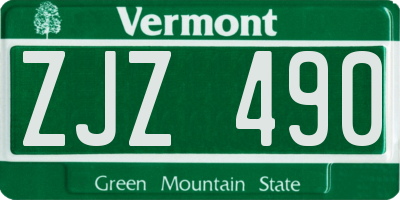 VT license plate ZJZ490