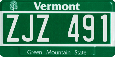 VT license plate ZJZ491