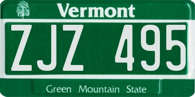 VT license plate ZJZ495