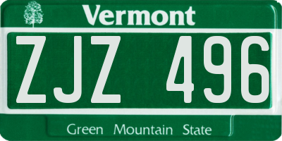 VT license plate ZJZ496