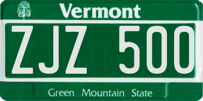 VT license plate ZJZ500
