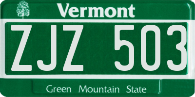 VT license plate ZJZ503