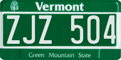 VT license plate ZJZ504