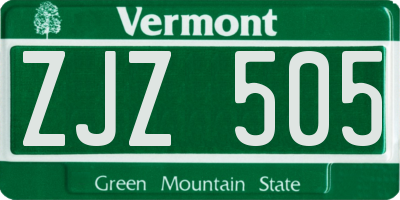 VT license plate ZJZ505