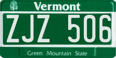 VT license plate ZJZ506