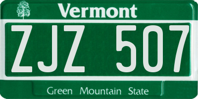 VT license plate ZJZ507