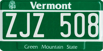 VT license plate ZJZ508