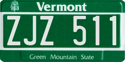 VT license plate ZJZ511