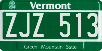 VT license plate ZJZ513