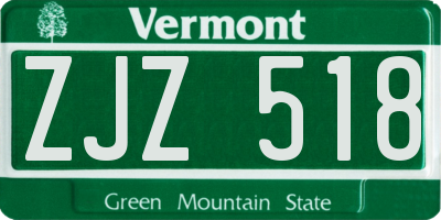 VT license plate ZJZ518