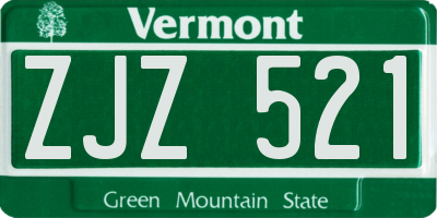 VT license plate ZJZ521