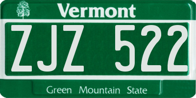 VT license plate ZJZ522