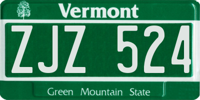 VT license plate ZJZ524
