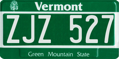 VT license plate ZJZ527