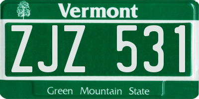 VT license plate ZJZ531