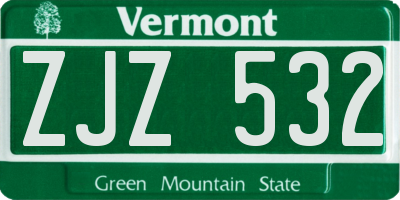 VT license plate ZJZ532