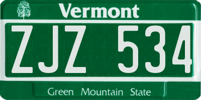 VT license plate ZJZ534