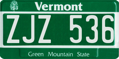 VT license plate ZJZ536