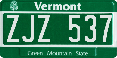 VT license plate ZJZ537