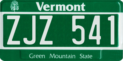 VT license plate ZJZ541
