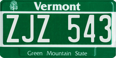 VT license plate ZJZ543