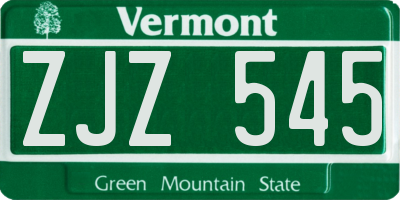 VT license plate ZJZ545