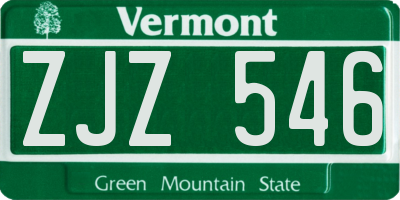 VT license plate ZJZ546
