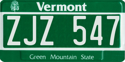 VT license plate ZJZ547