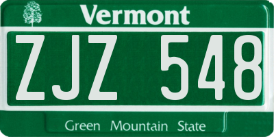 VT license plate ZJZ548