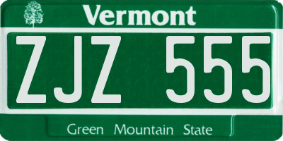 VT license plate ZJZ555