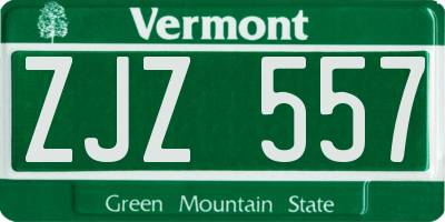 VT license plate ZJZ557